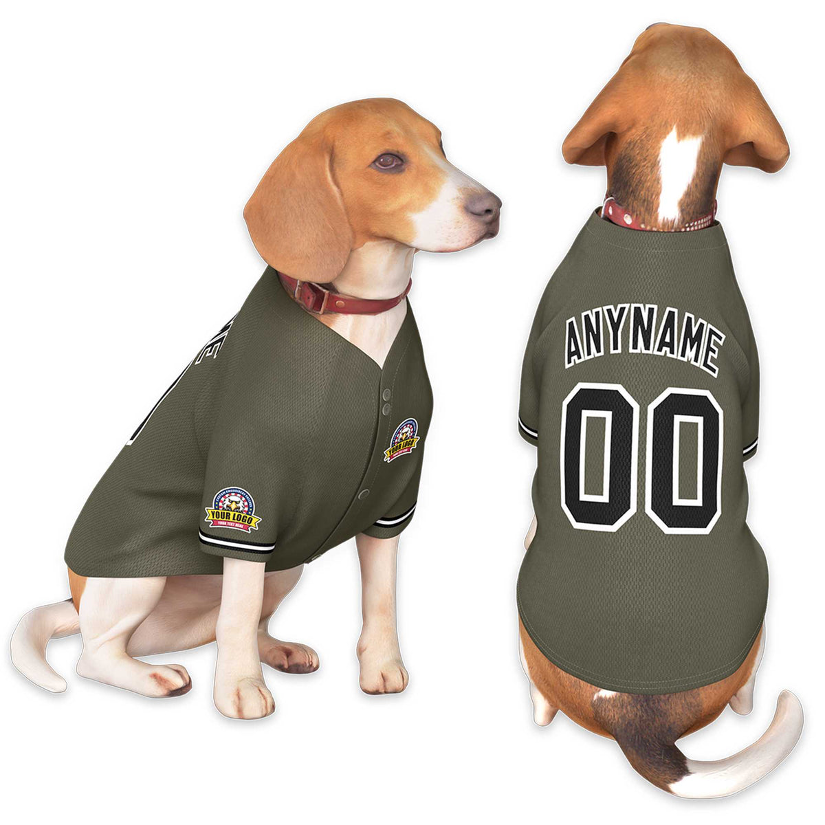 Custom Olive Black-White Classic Style Dog Jersey |KXKSHOP