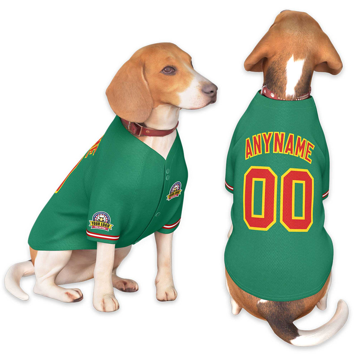 Custom Kelly Green Red-Gold Classic Style Dog Jersey |KXKSHOP