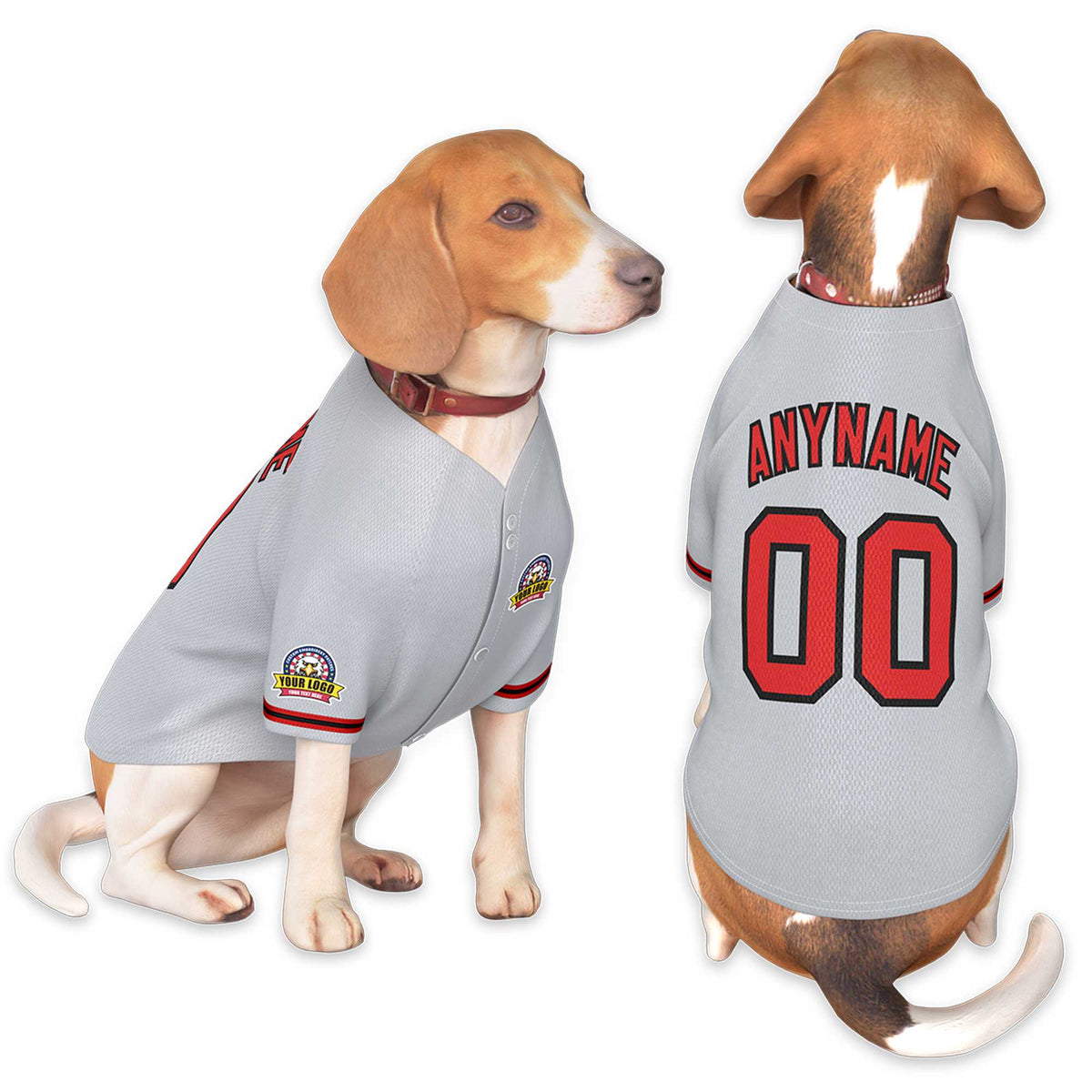 Custom Gray Red-Black Classic Style Dog Jersey |KXKSHOP