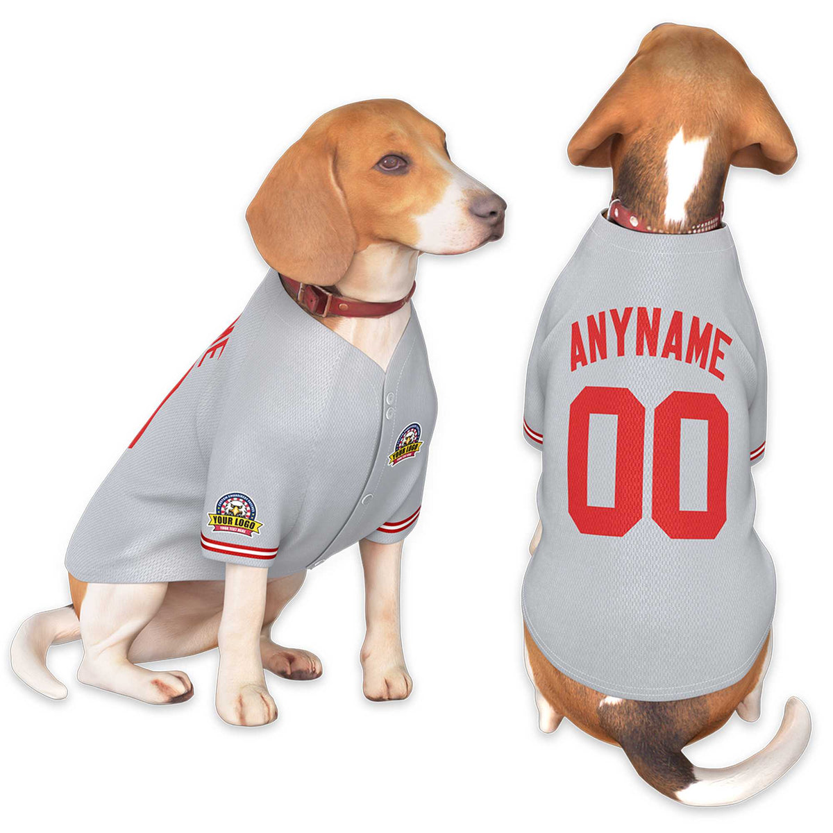 Custom Gray Red Classic Style Dog Jersey |KXKSHOP