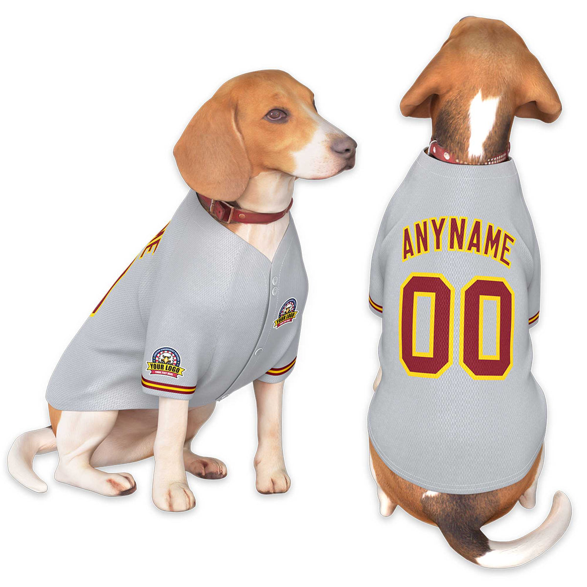 Custom Gray Crimson-Gold Classic Style Dog Jersey |KXKSHOP