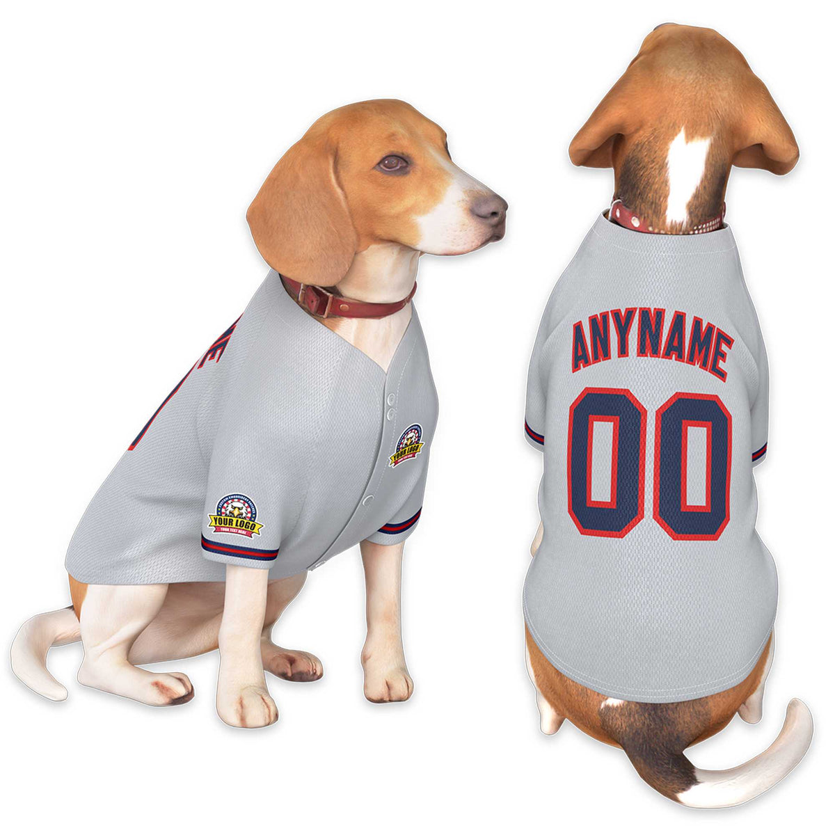 Custom Gray Navy-Red Classic Style Dog Jersey |KXKSHOP