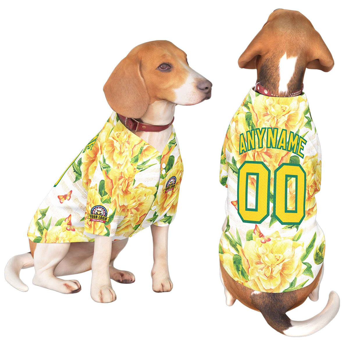 Custom Gold Kelly Green Graffiti Pattern Dog Jersey |KXKSHOP