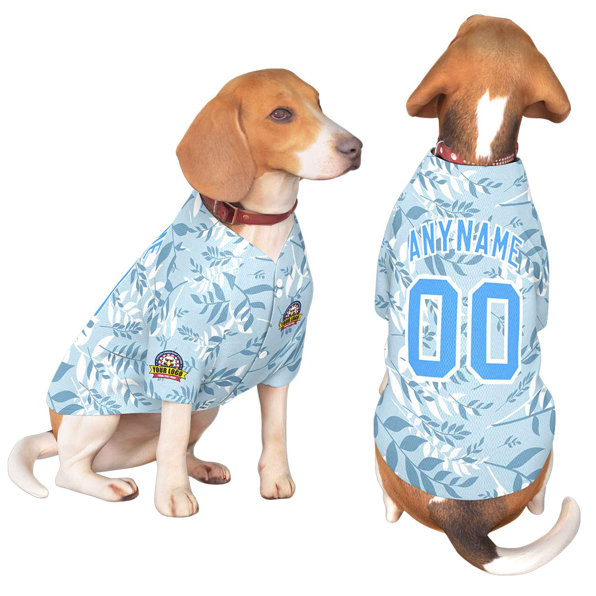 Custom Powder Blue White Graffiti Pattern Dog Jersey |KXKSHOP