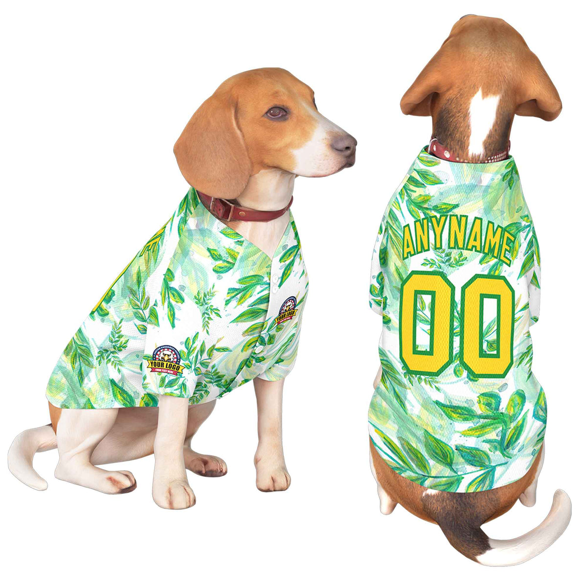 Custom Gold Kelly Green Graffiti Pattern Dog Jersey |KXKSHOP