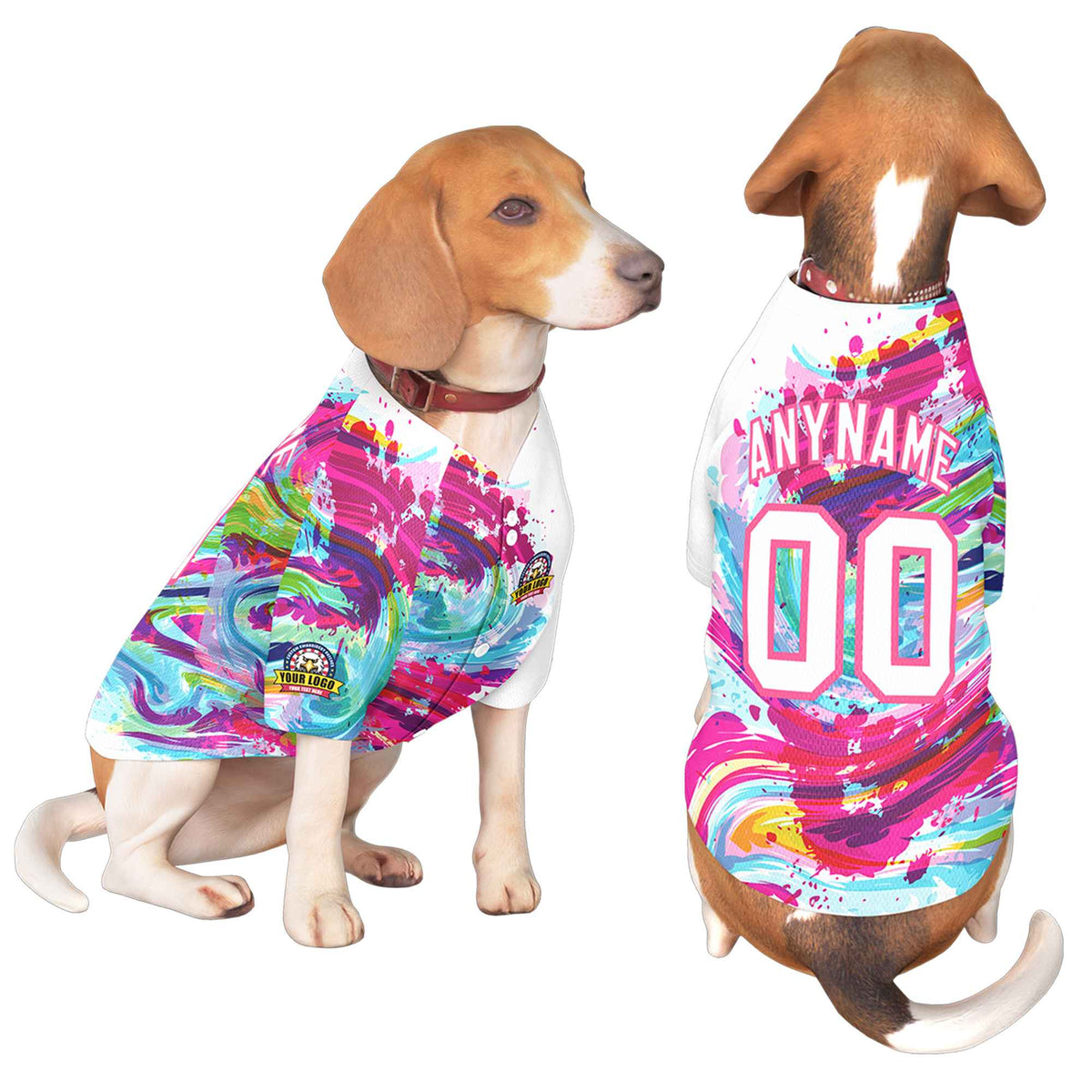 Custom White Pink Graffiti Pattern Dog Jersey |KXKSHOP