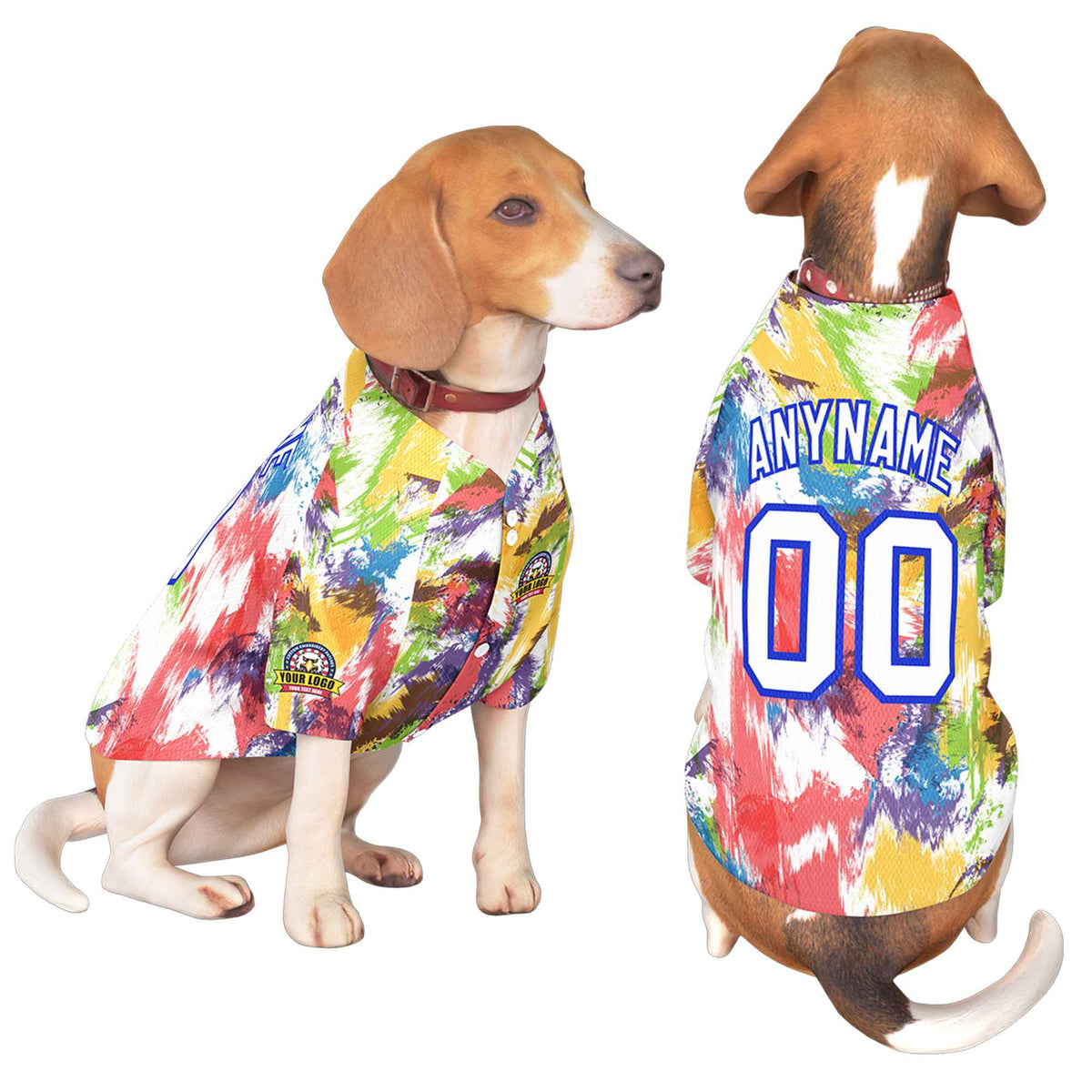 Custom White Royal Graffiti Pattern Dog Jersey |KXKSHOP