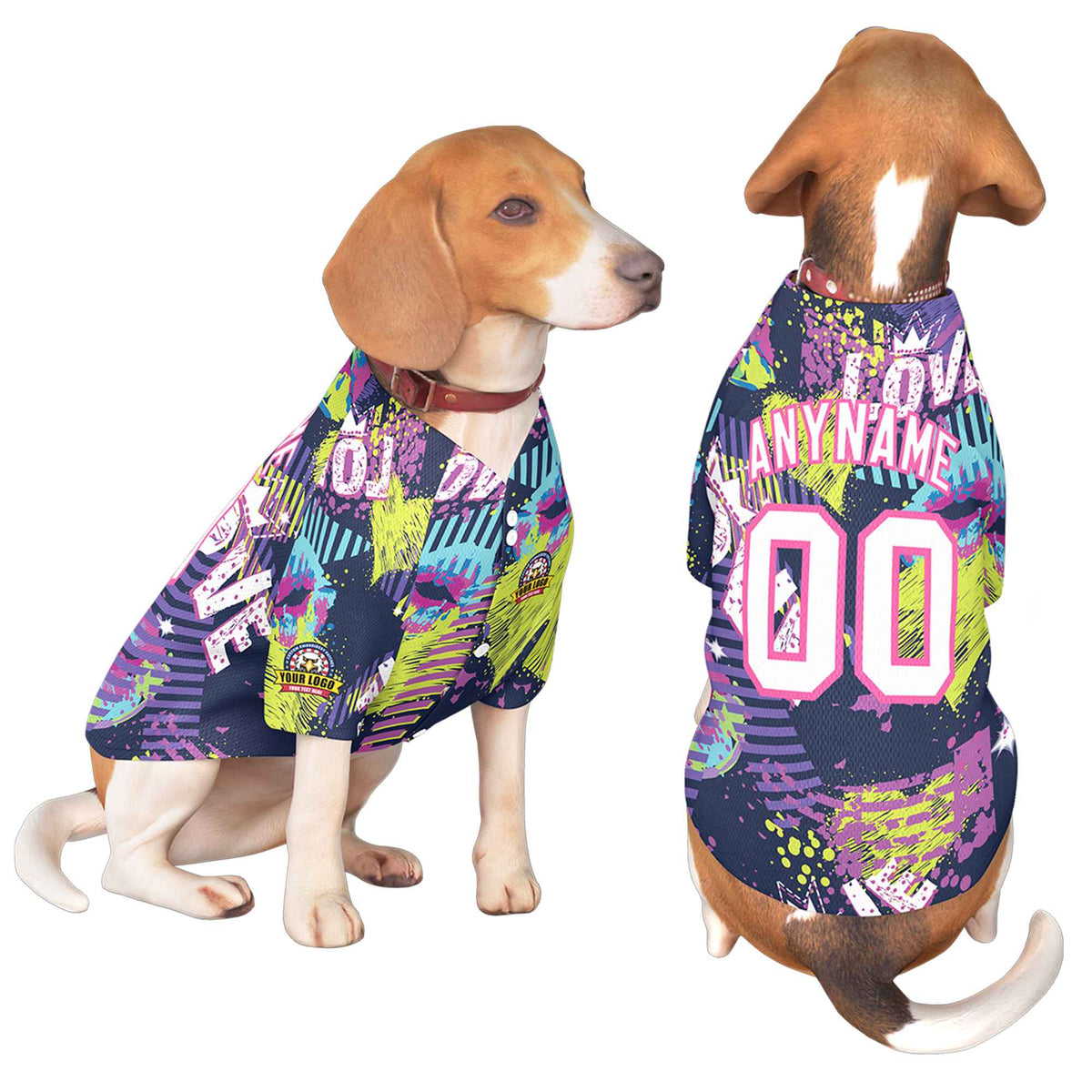 Custom White Pink Graffiti Pattern Dog Jersey |KXKSHOP
