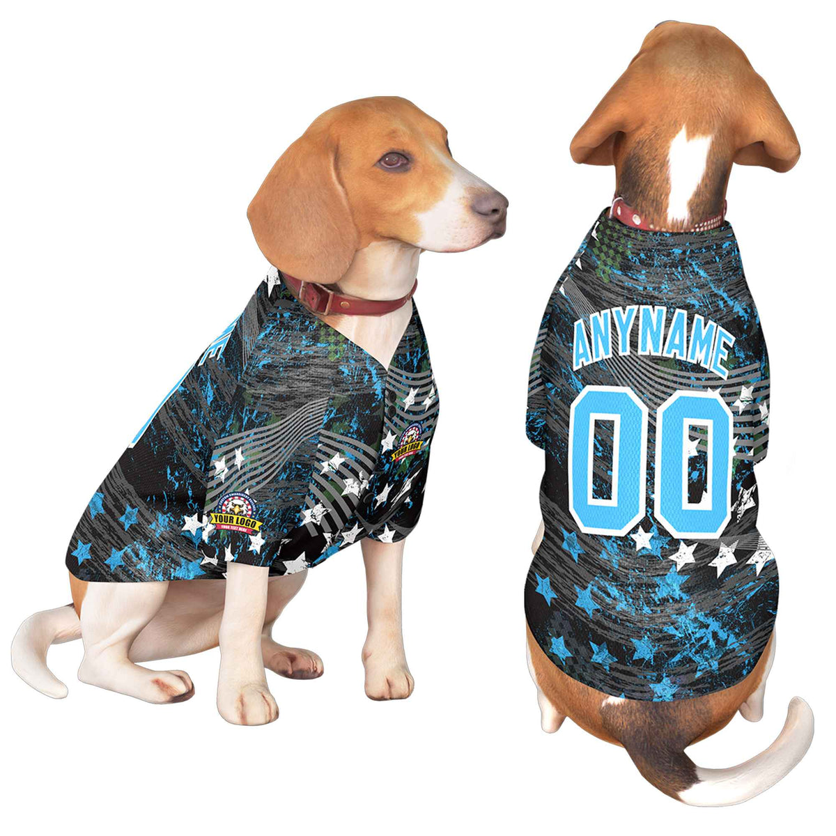 Custom Powder Blue White Graffiti Pattern Dog Jersey |KXKSHOP