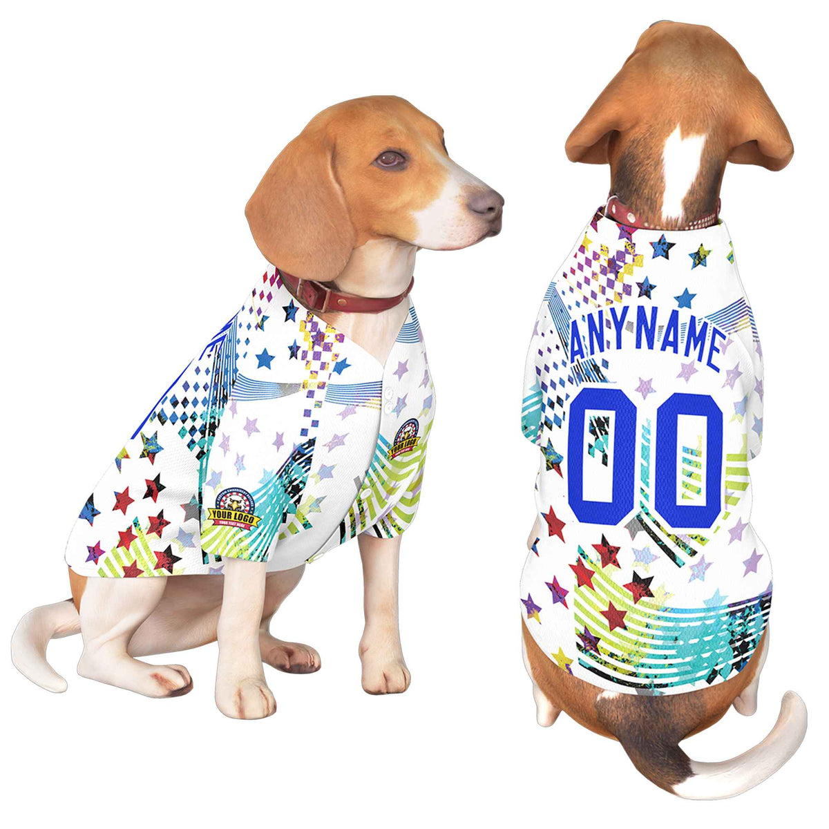 Custom Royal White Graffiti Pattern Dog Jersey |KXKSHOP