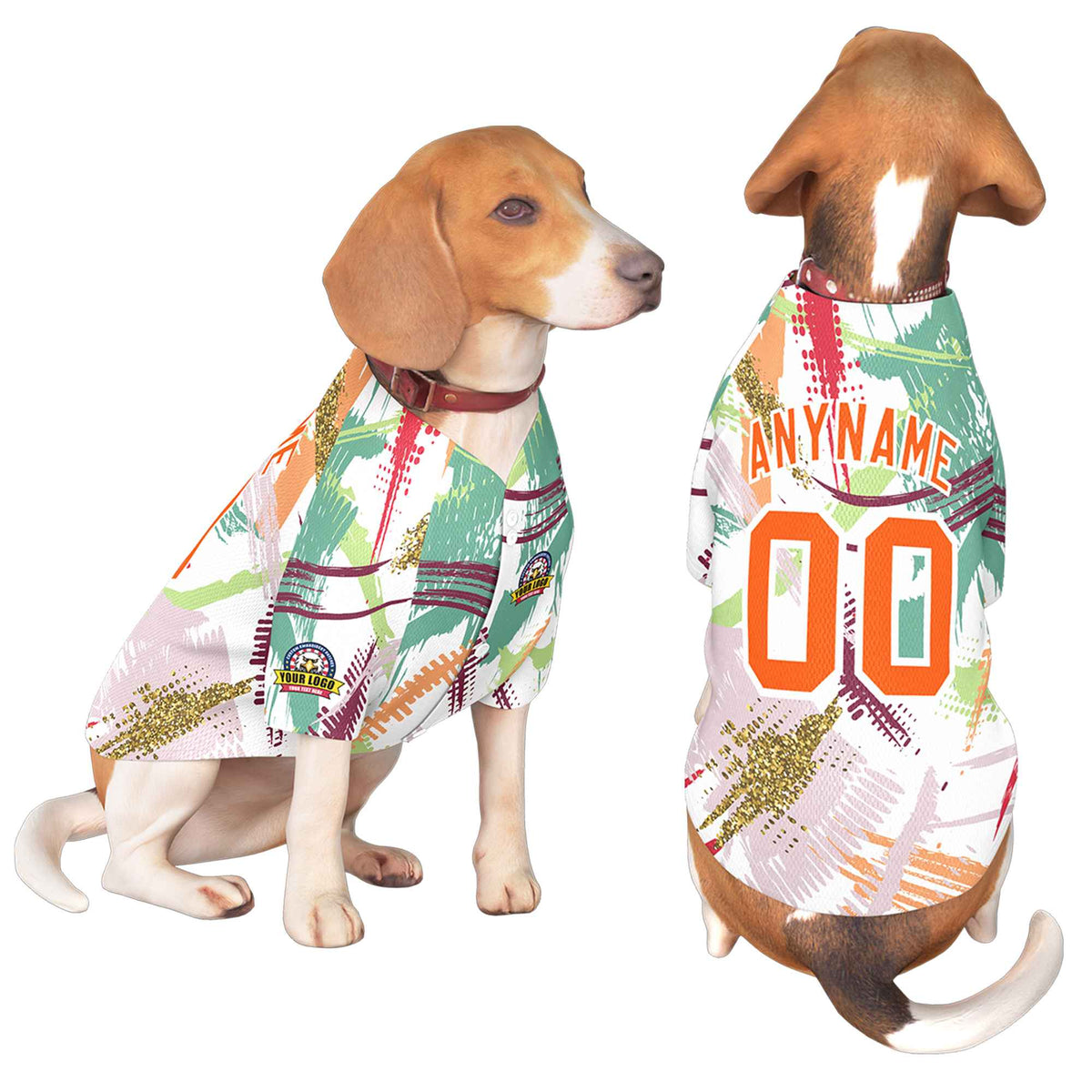 Custom Orange White Graffiti Pattern Dog Jersey |KXKSHOP