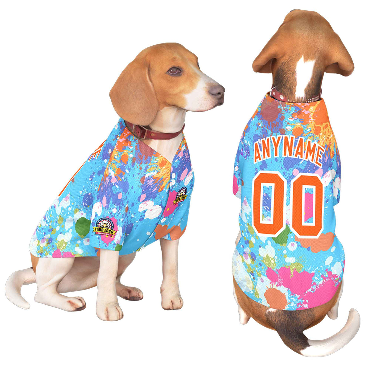Custom Orange White Graffiti Pattern Dog Jersey |KXKSHOP