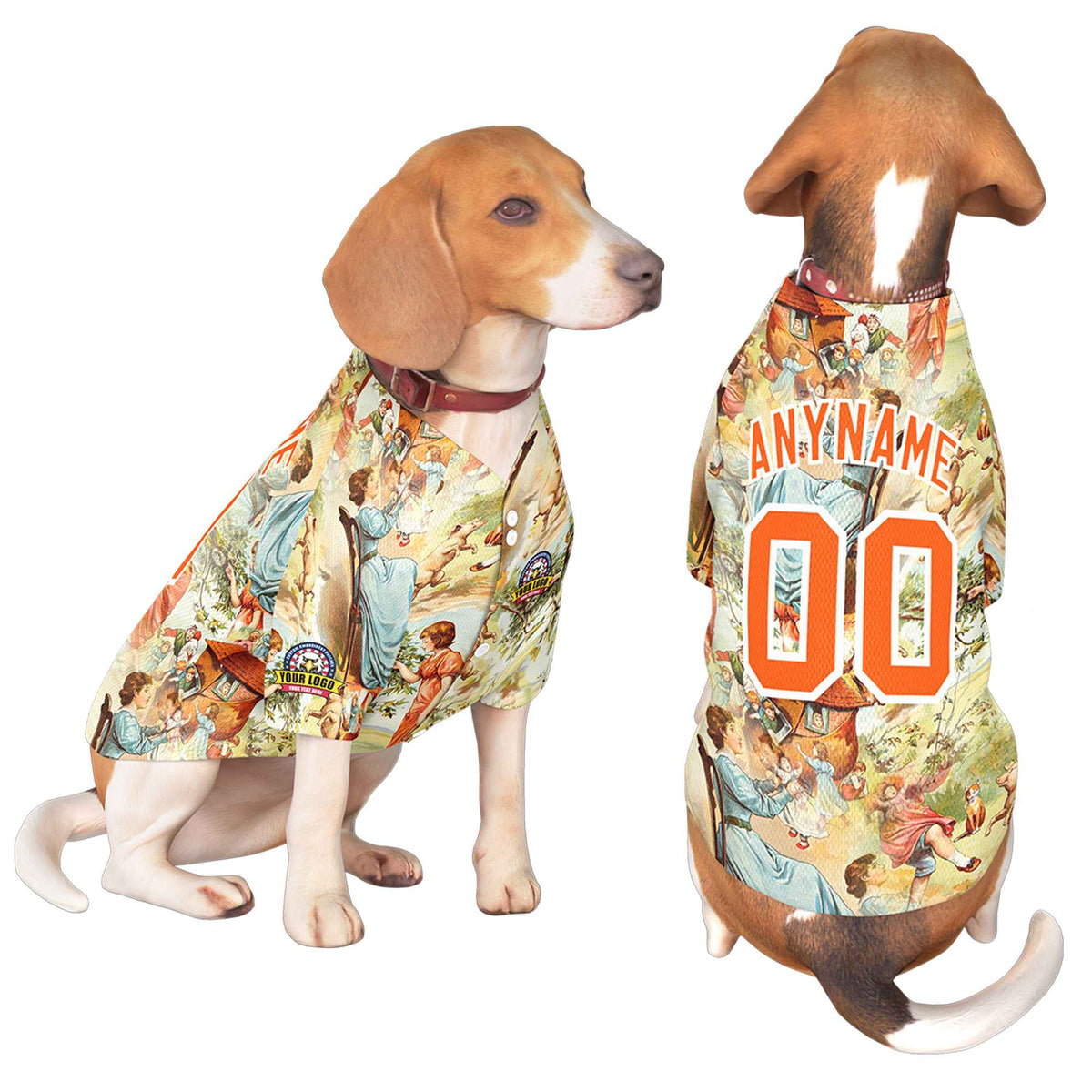 Custom Orange White Graffiti Pattern Dog Jersey |KXKSHOP