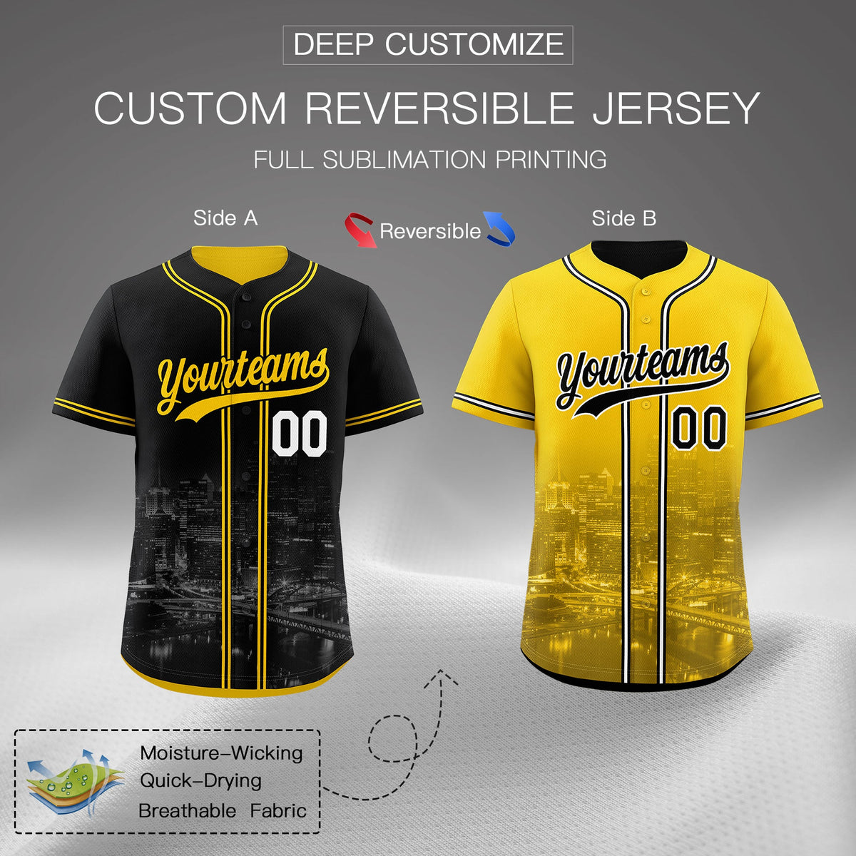 Custom Black Yellow Reversible City Edition Graffiti Pattern Breathable Baseball Jersey| KXKSHOP