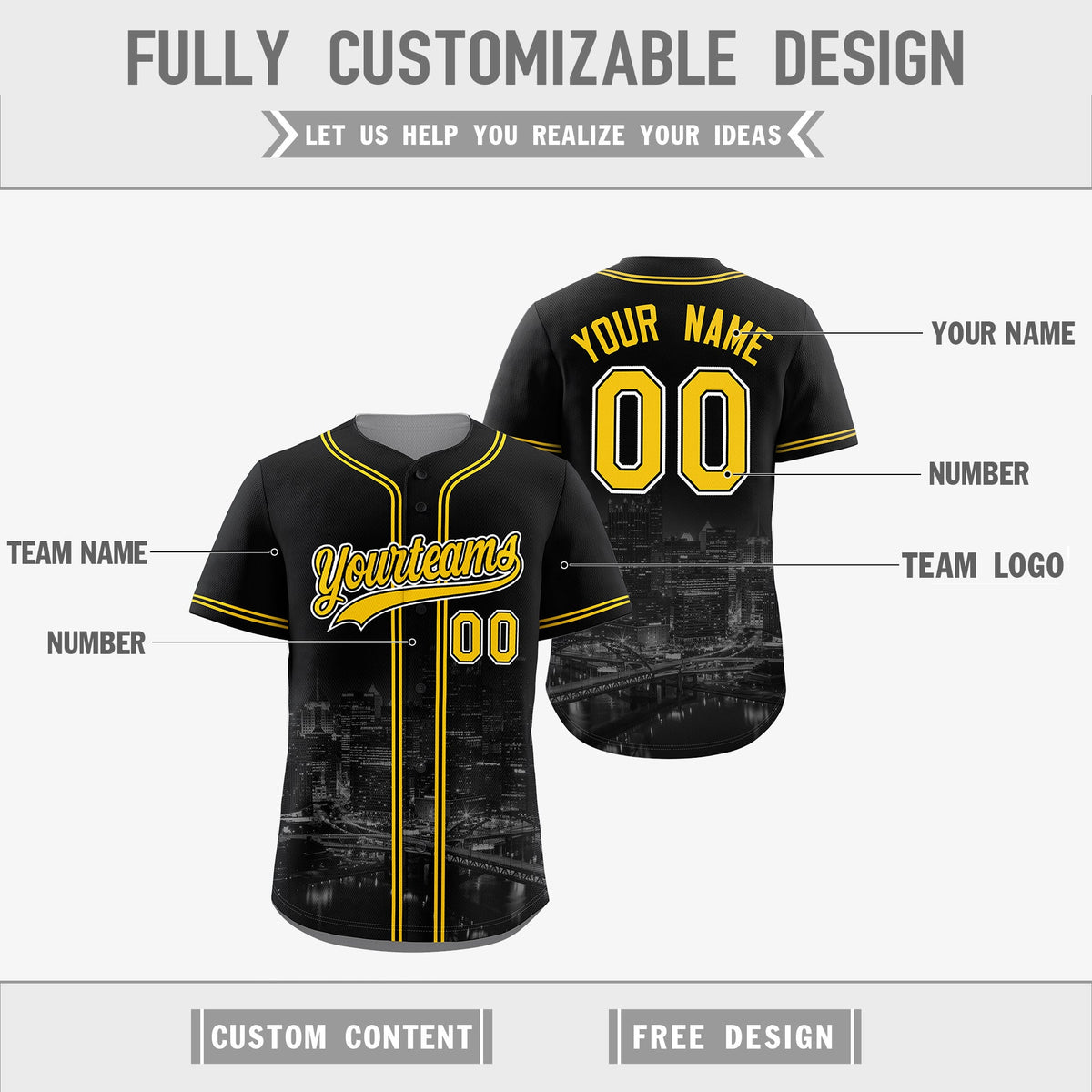 Custom Black Gold Grey Reversible City Edition Graffiti Pattern Breathable Baseball Jersey| KXKSHOP