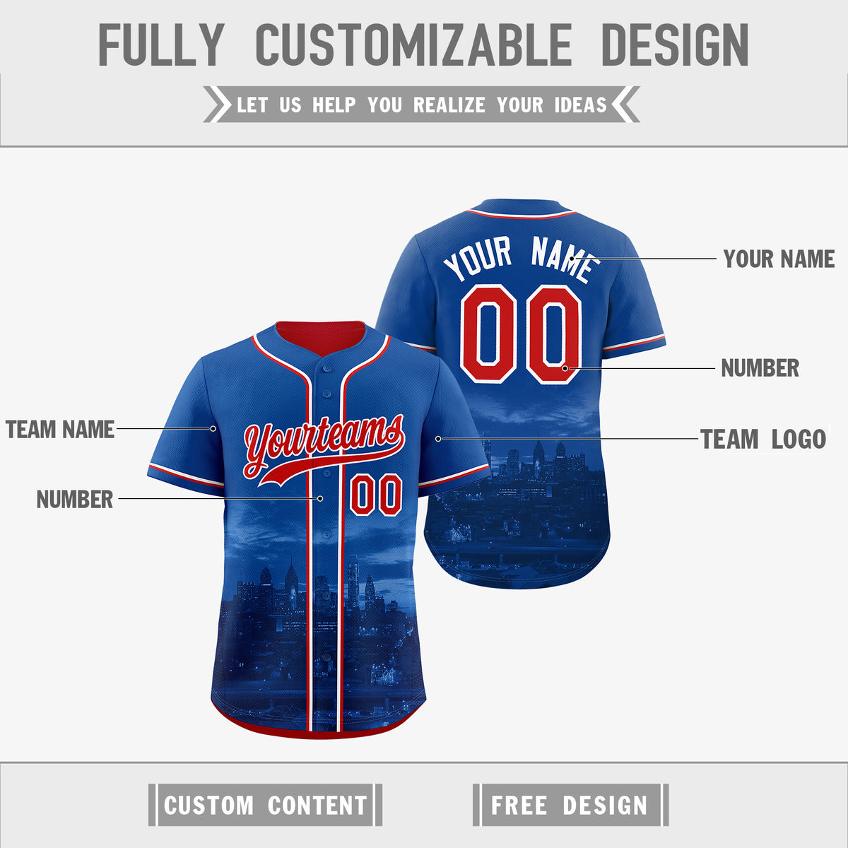 Custom Royal Blue Red Reversible City Edition Graffiti Pattern Breathable Baseball Jersey| KXKSHOP
