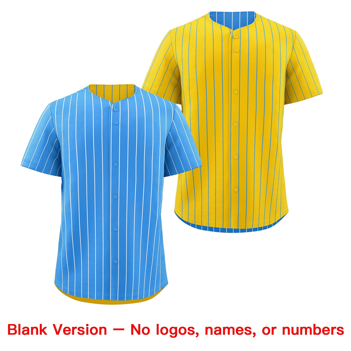 Custom White Powder Blue Gold Reversible Stripe Fashion Baseball Jersey| KXKSHOP