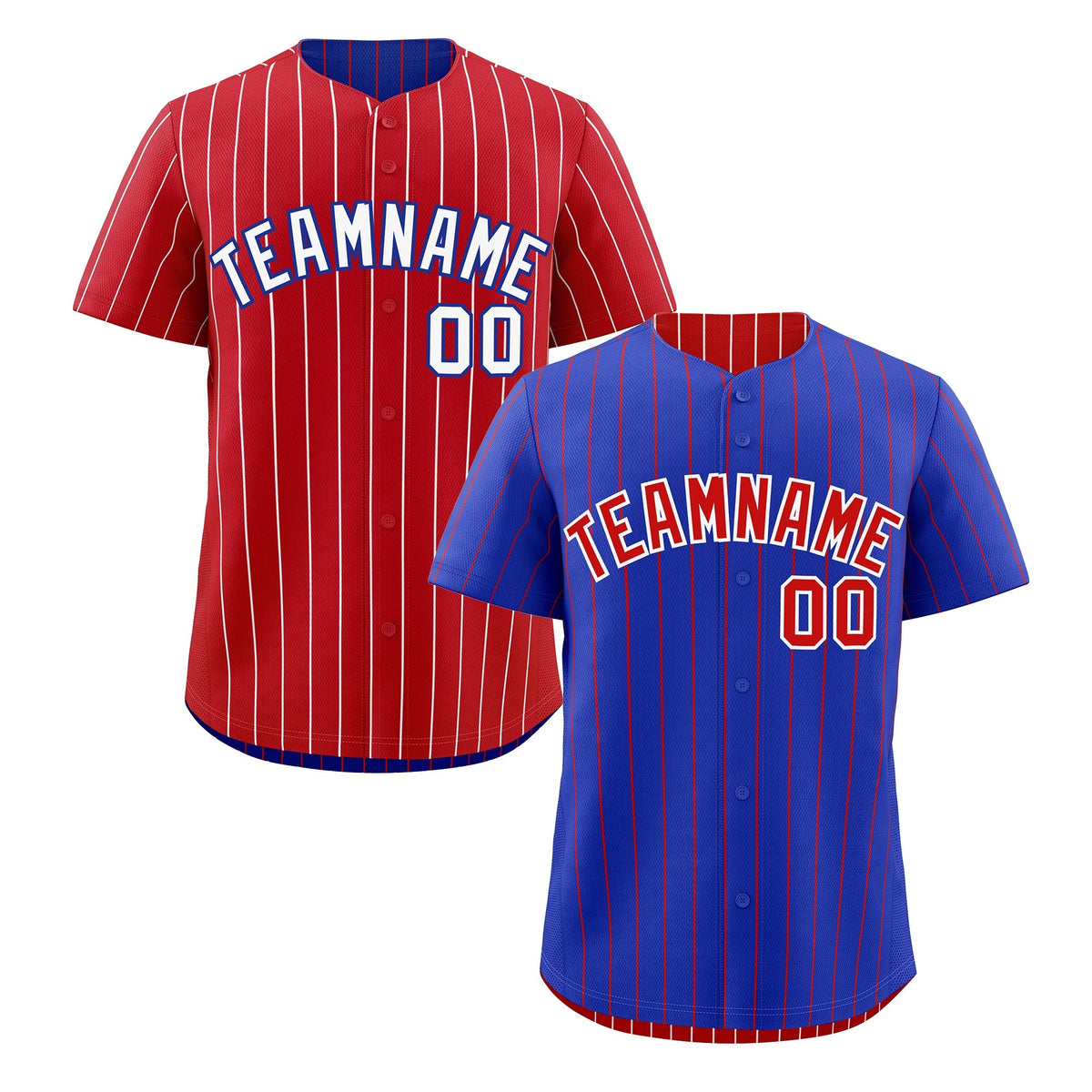 Custom Red White Royal Blue Reversible Stripe Fashion Baseball Jersey| KXKSHOP