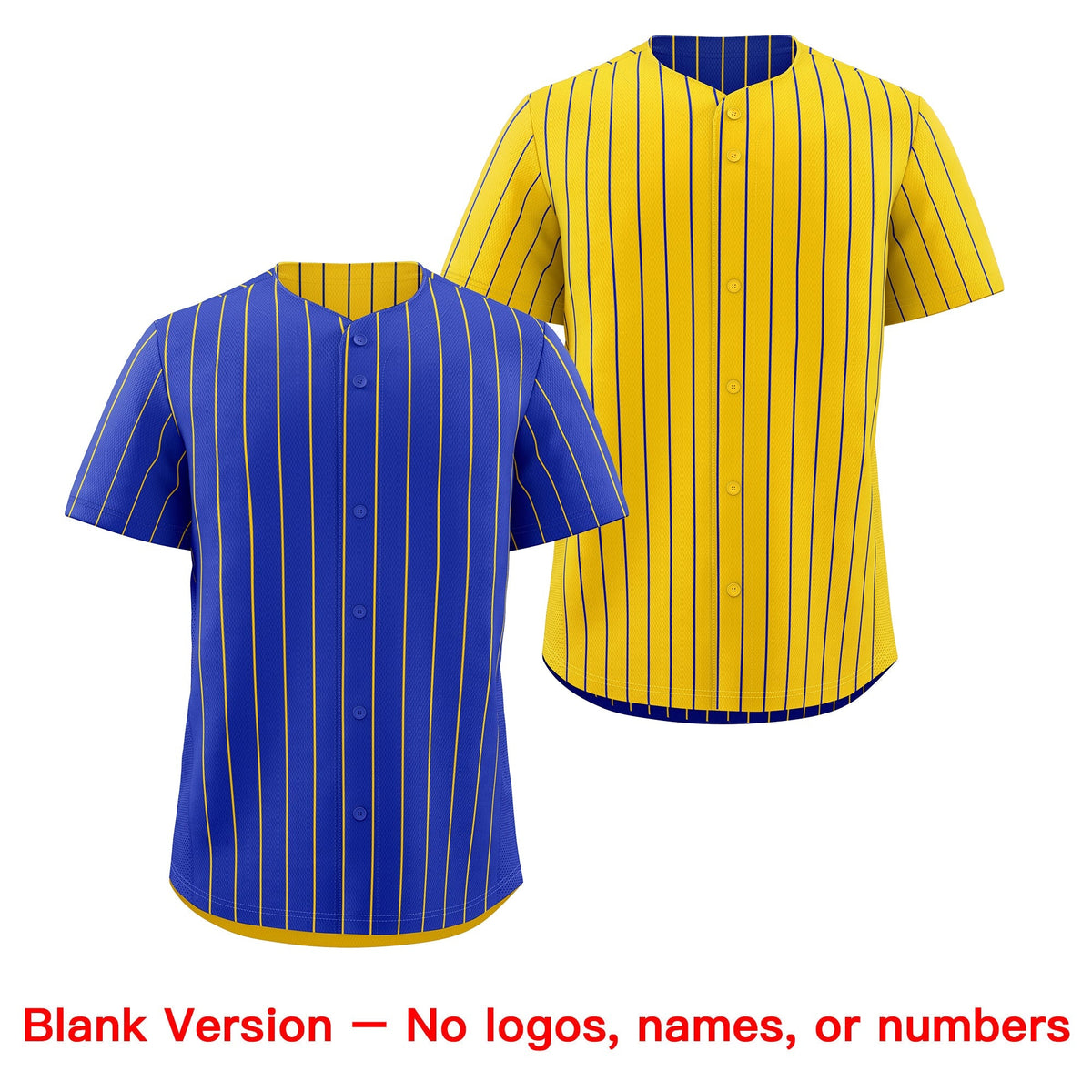 Custom Gold White Royal Blue Reversible Stripe Fashion Baseball Jersey| KXKSHOP