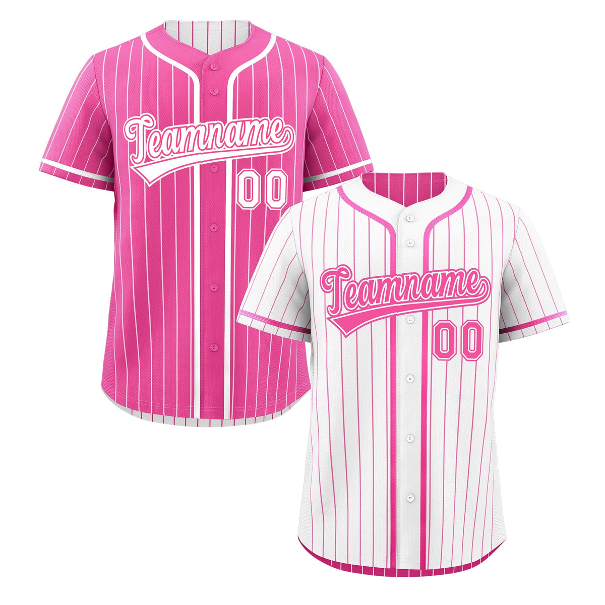 Custom Pink White Reversible Stripe Fashion Baseball Jersey| KXKSHOP