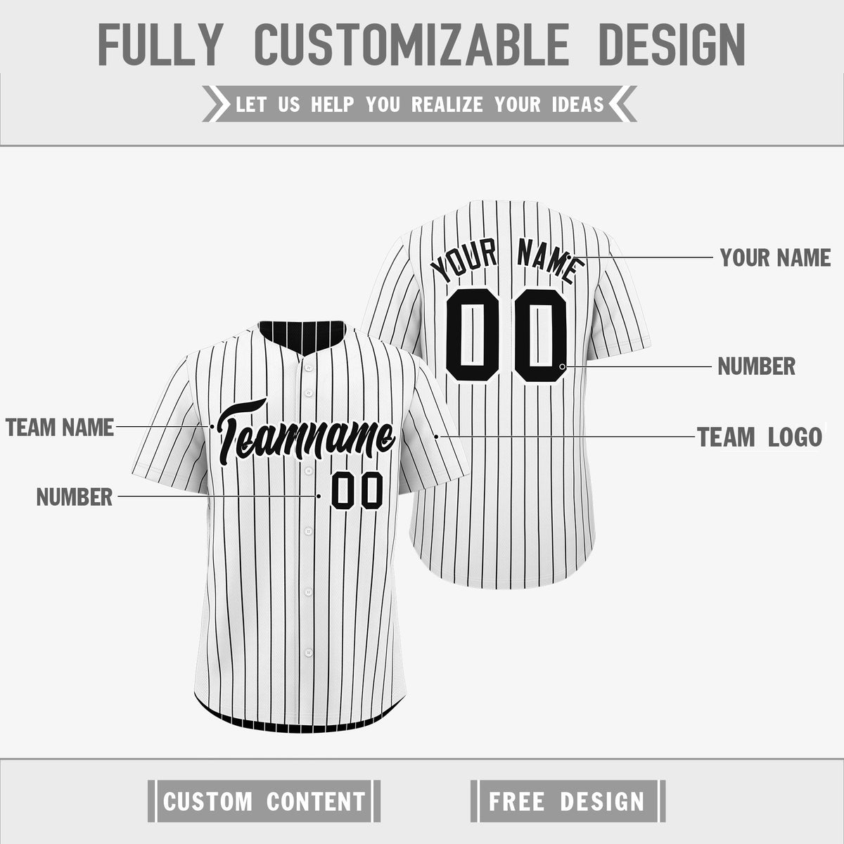 Custom Black White Reversible Stripe Fashion Baseball Jersey| KXKSHOP
