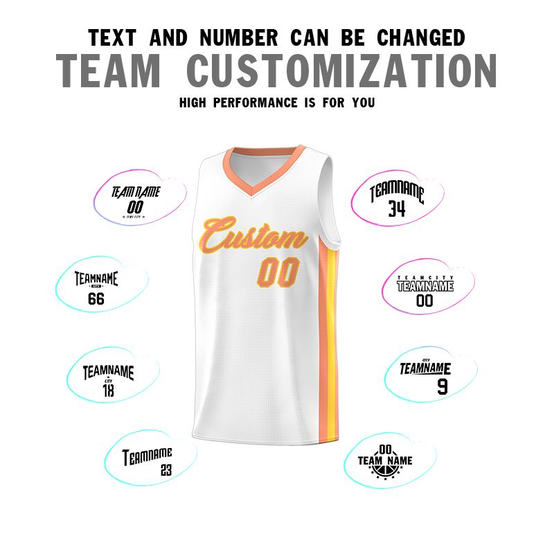 Custom White Orange-Yellow Classic Sets Sports Uniform Basketball Jersey