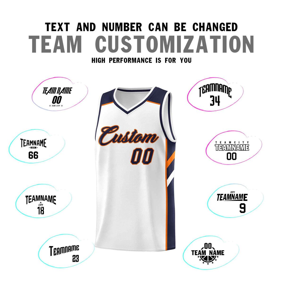 Custom White Navy-Orange Classic Sets Sports Uniform Basketball Jersey