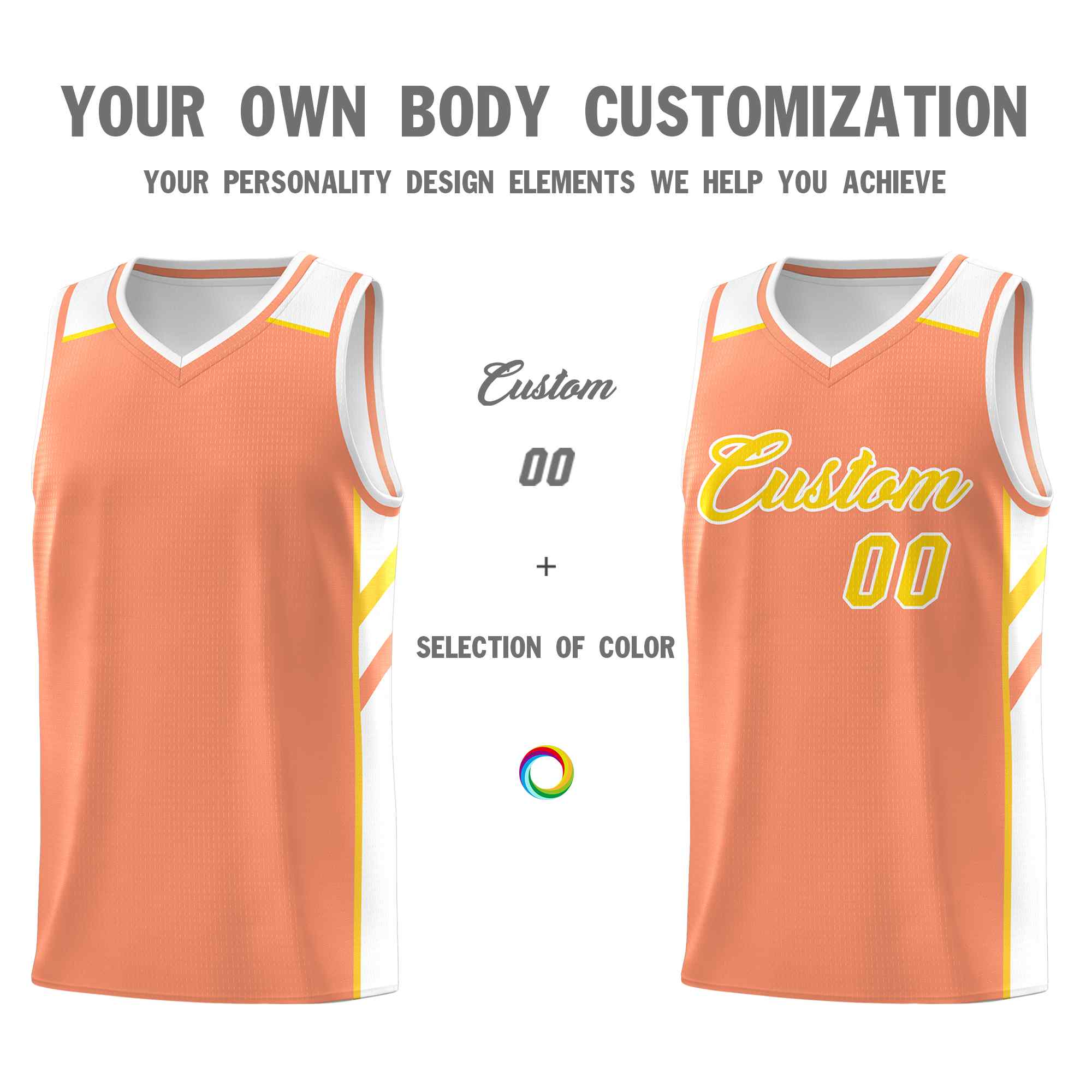 Custom Orange Yellow-White Classic Sets Sports Uniform Basketball Jersey