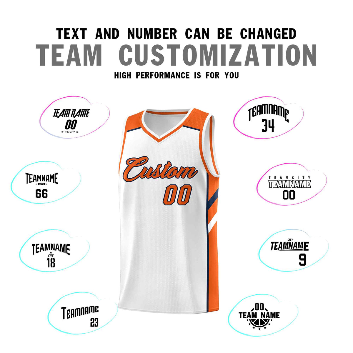 Custom White Orange-Navy Classic Sets Sports Uniform Basketball Jersey