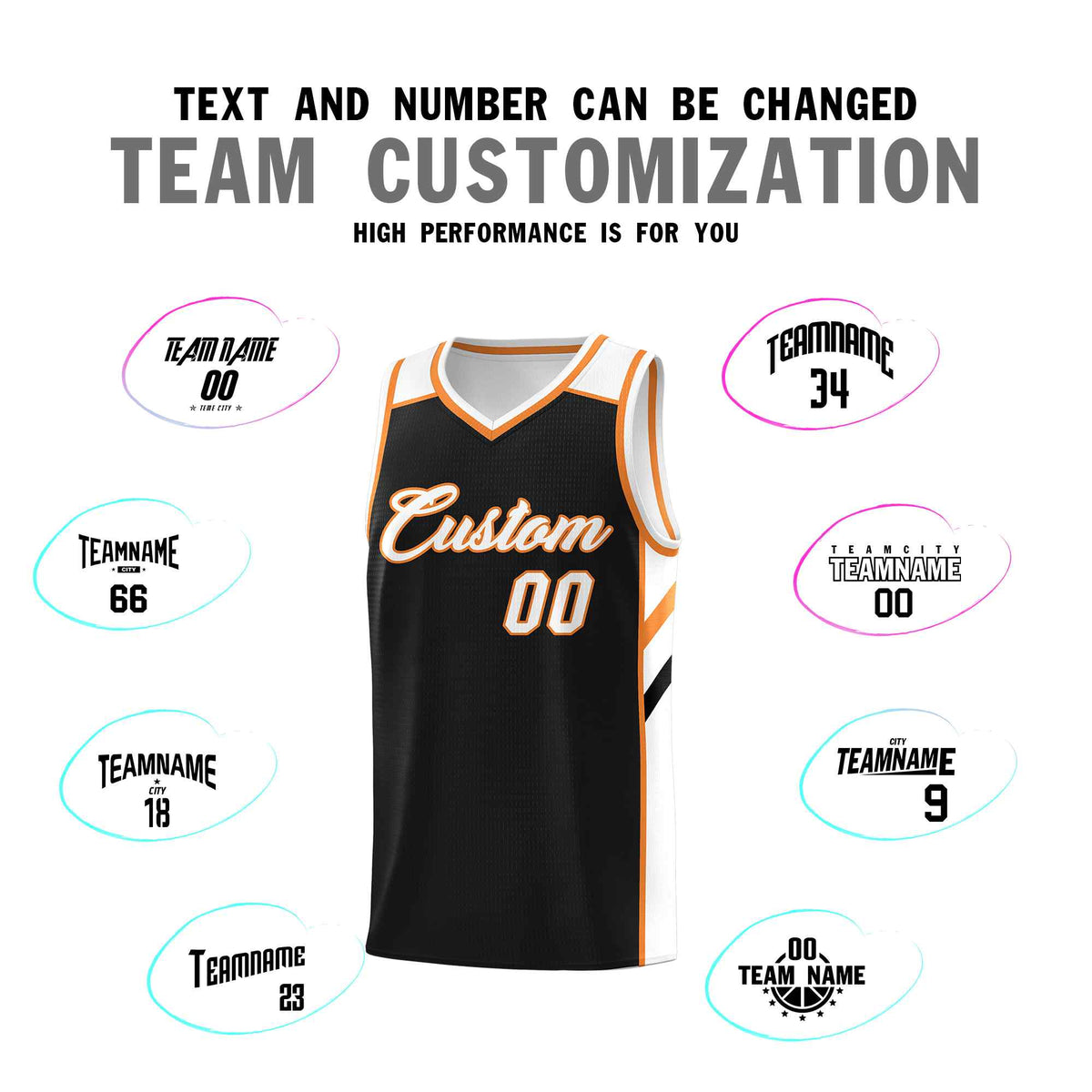 Custom Black White-Orange Classic Sets Sports Uniform Basketball Jersey