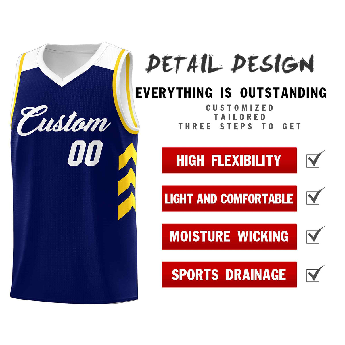 Custom Navy White Classic Kits Sports Uniform Basketball Jersey