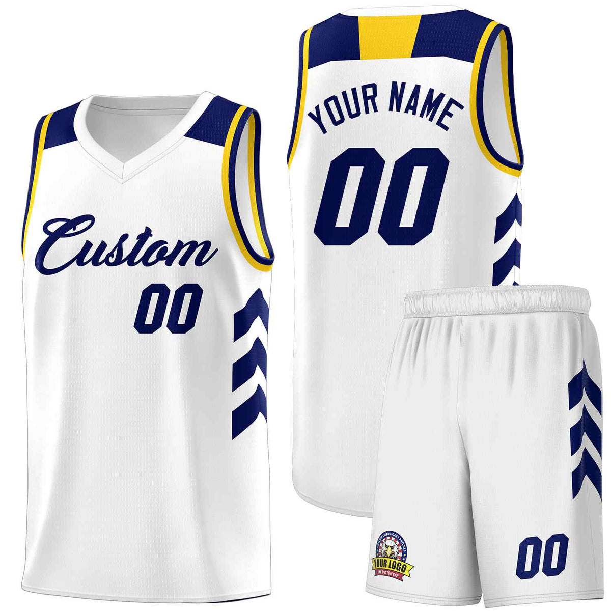 Custom White Navy Classic Kits Sports Uniform Basketball Jersey