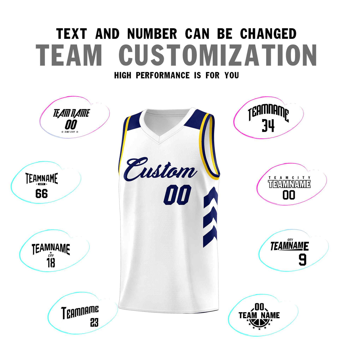 Custom White Navy Classic Kits Sports Uniform Basketball Jersey
