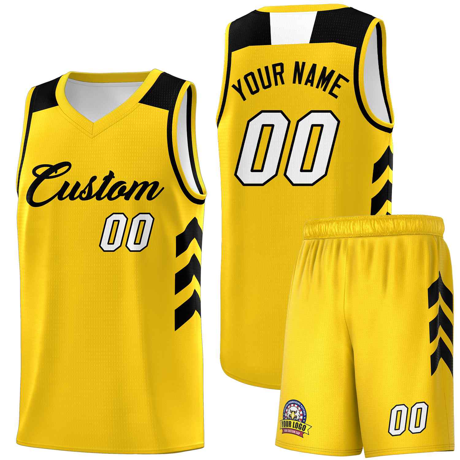 Custom Yellow Black Classic Kits Sports Uniform Basketball Jersey