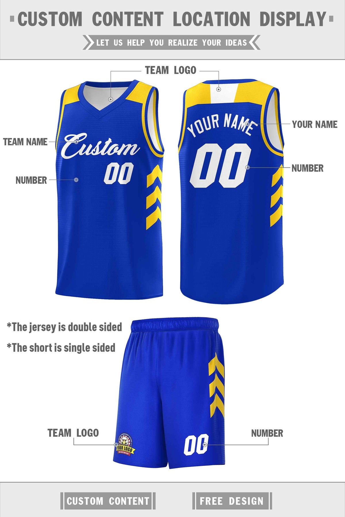 Custom Royal White Classic Kits Sports Uniform Basketball Jersey