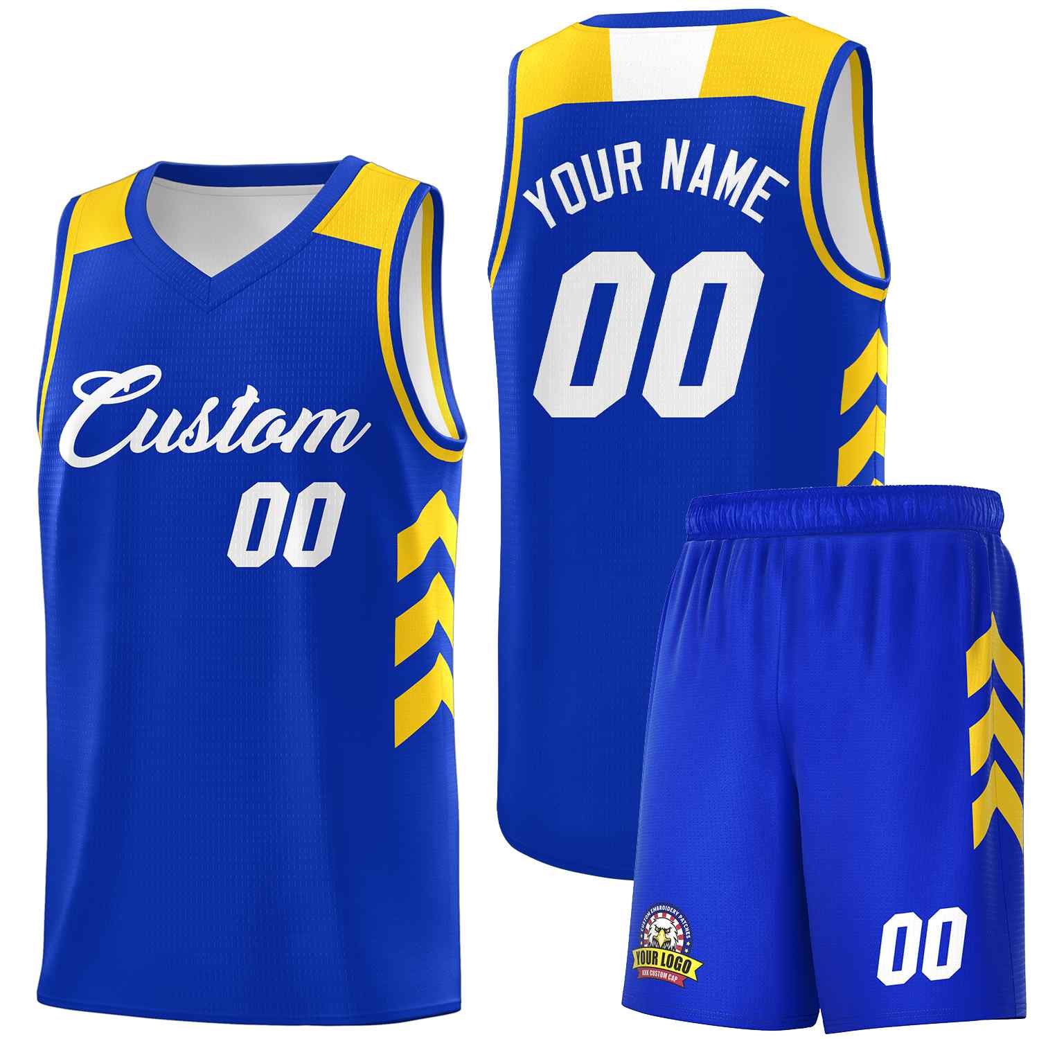 Maillot de basket-ball classique blanc royal personnalisé