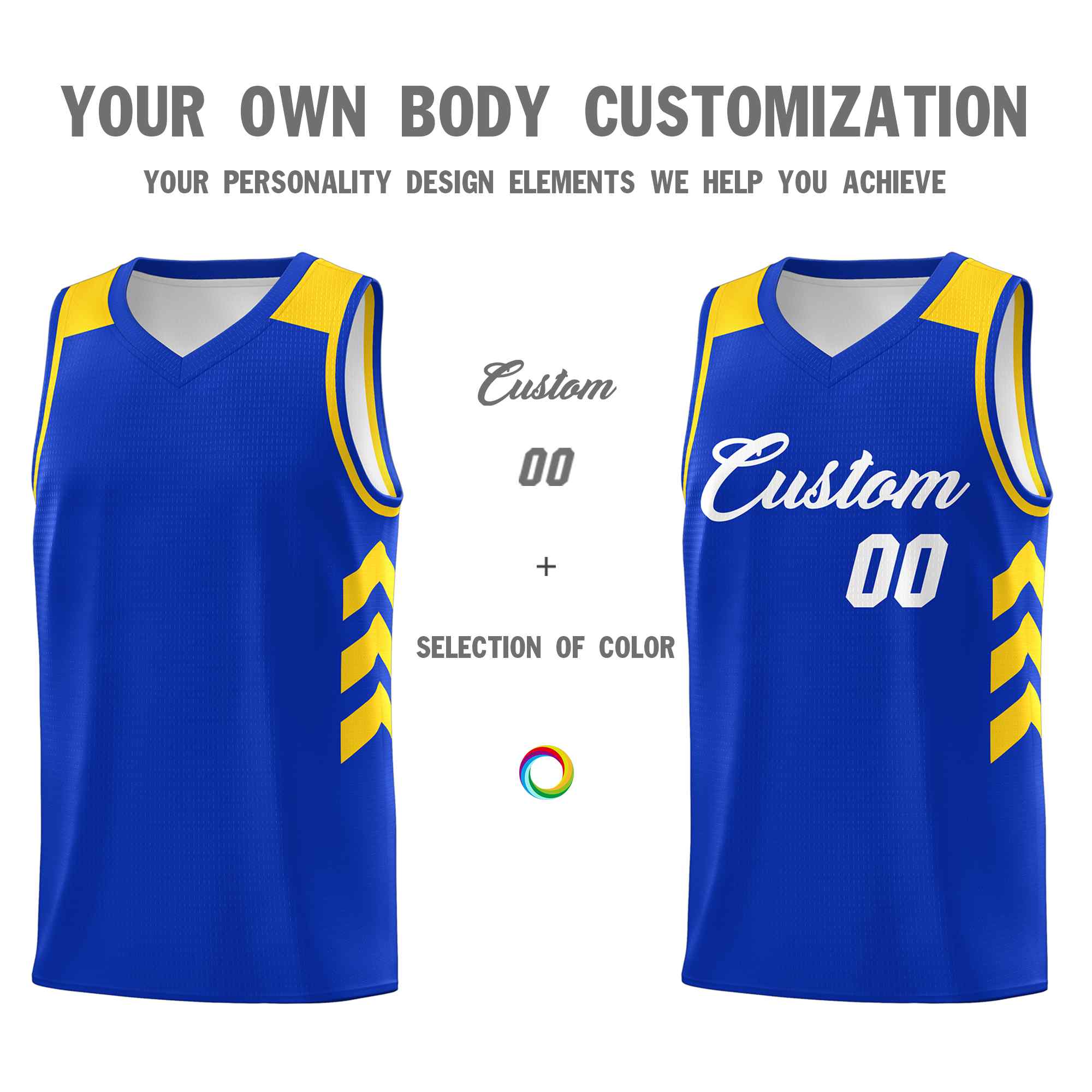 Maillot de basket-ball classique blanc royal personnalisé
