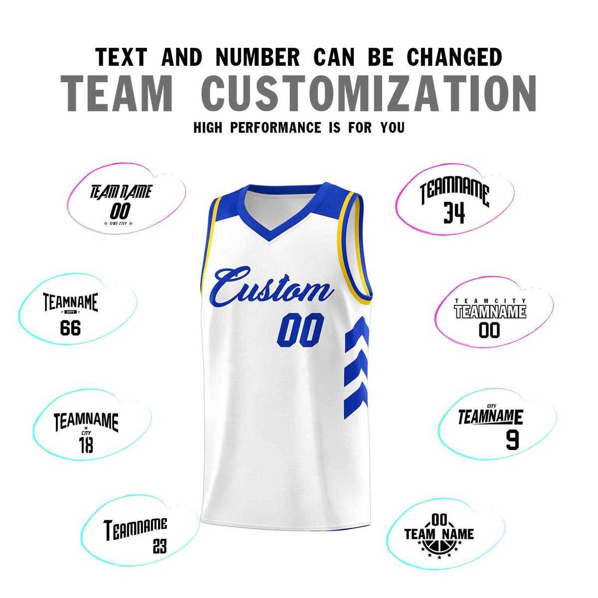 Custom White Royal Classic Kits Sports Uniform Basketball Jersey