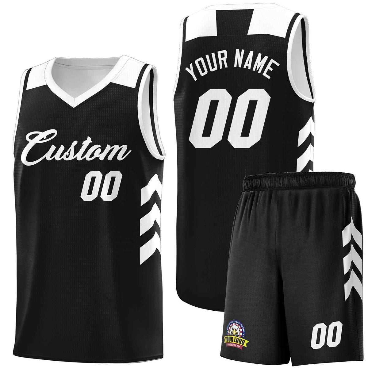 Custom Black White Classic Kits Sports Uniform Basketball Jersey