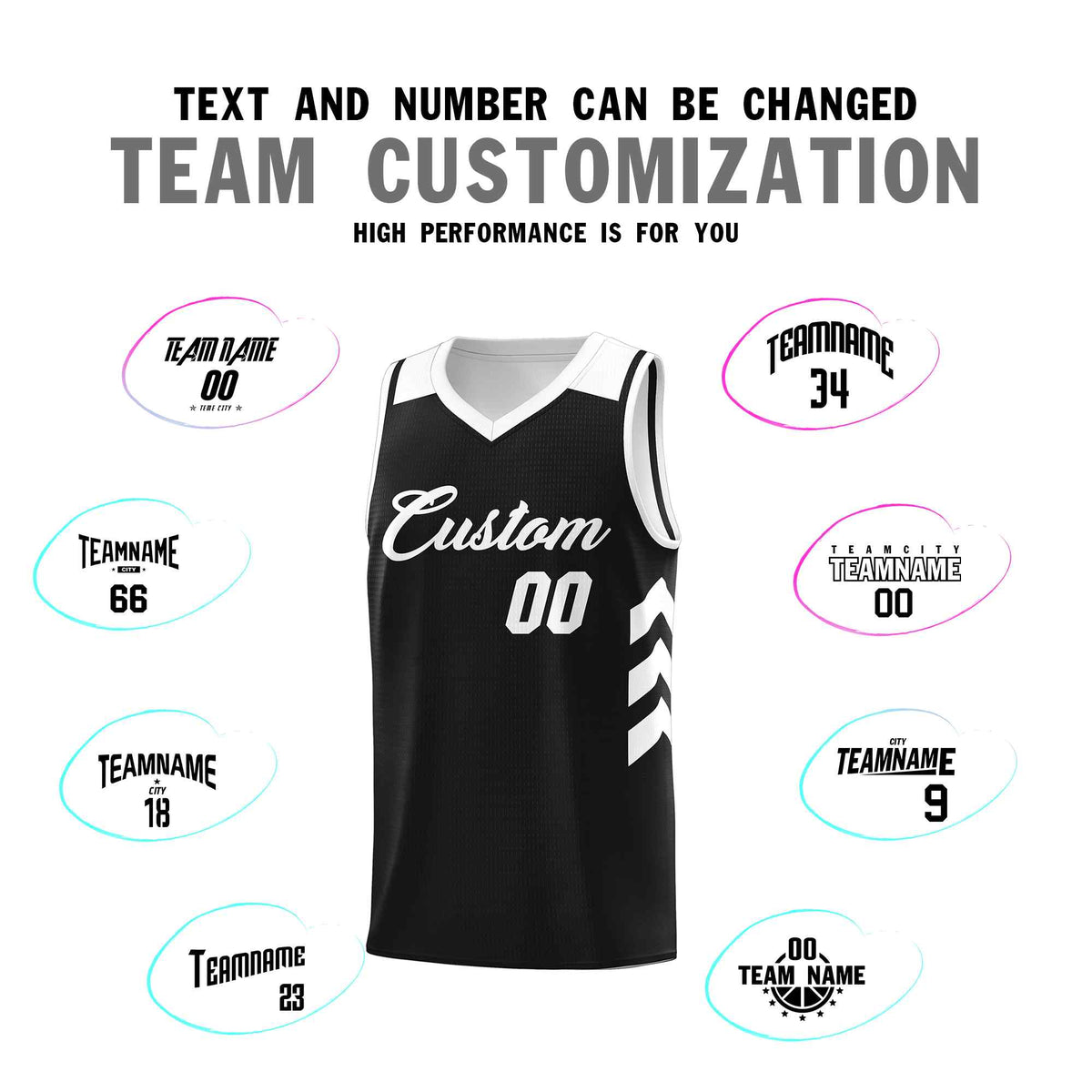 Custom Black White Classic Kits Sports Uniform Basketball Jersey