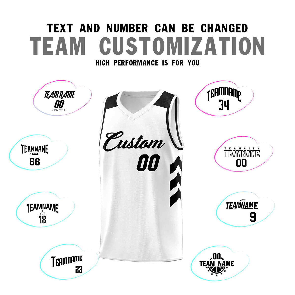 Custom White Black Classic Kits Sports Uniform Basketball Jersey