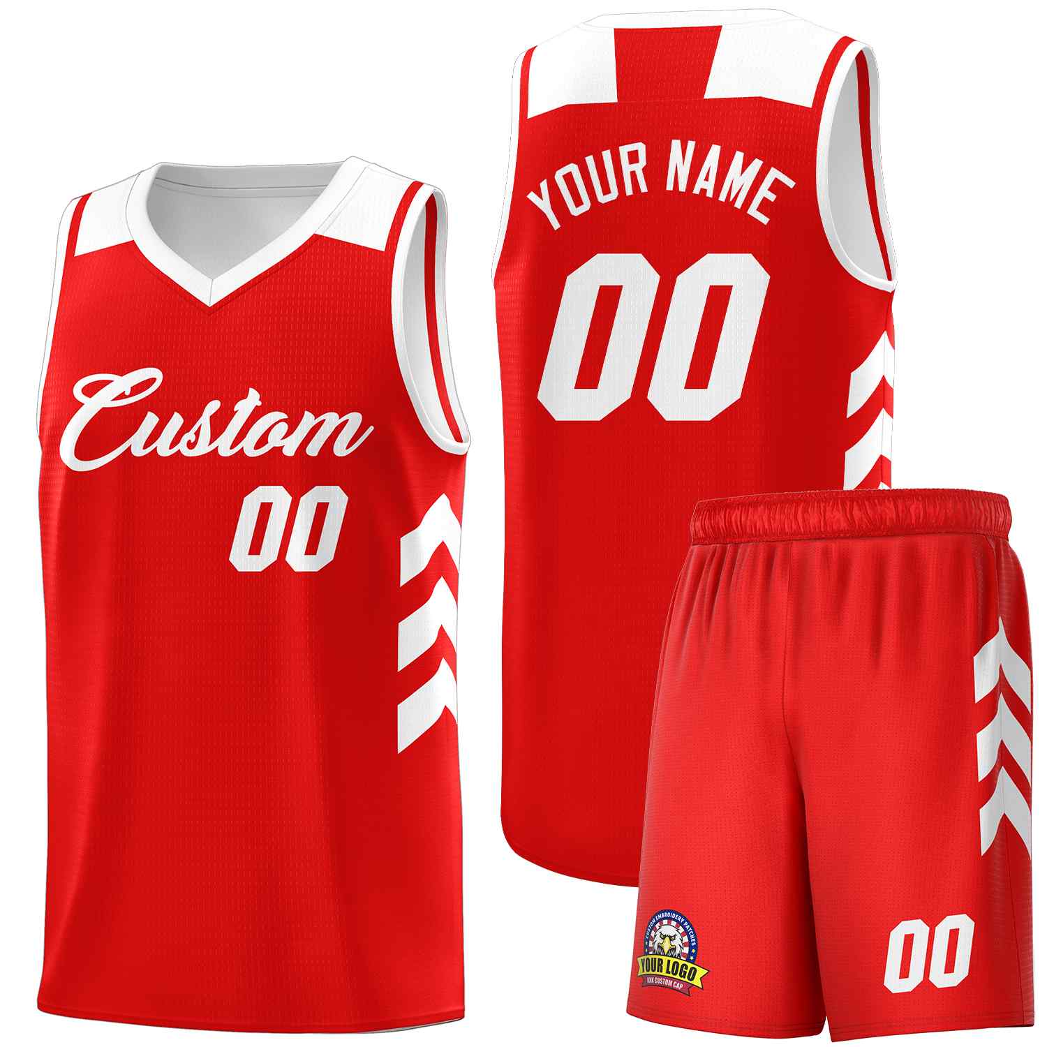 Maillot de basket-ball classique rouge et blanc personnalisé