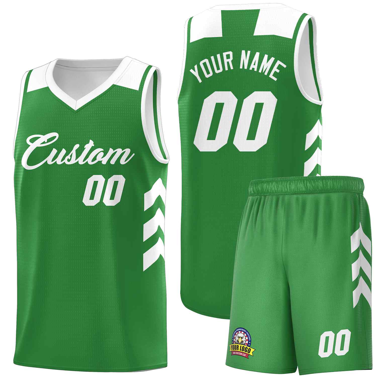 Maillot de basket-ball personnalisé vert et blanc classique