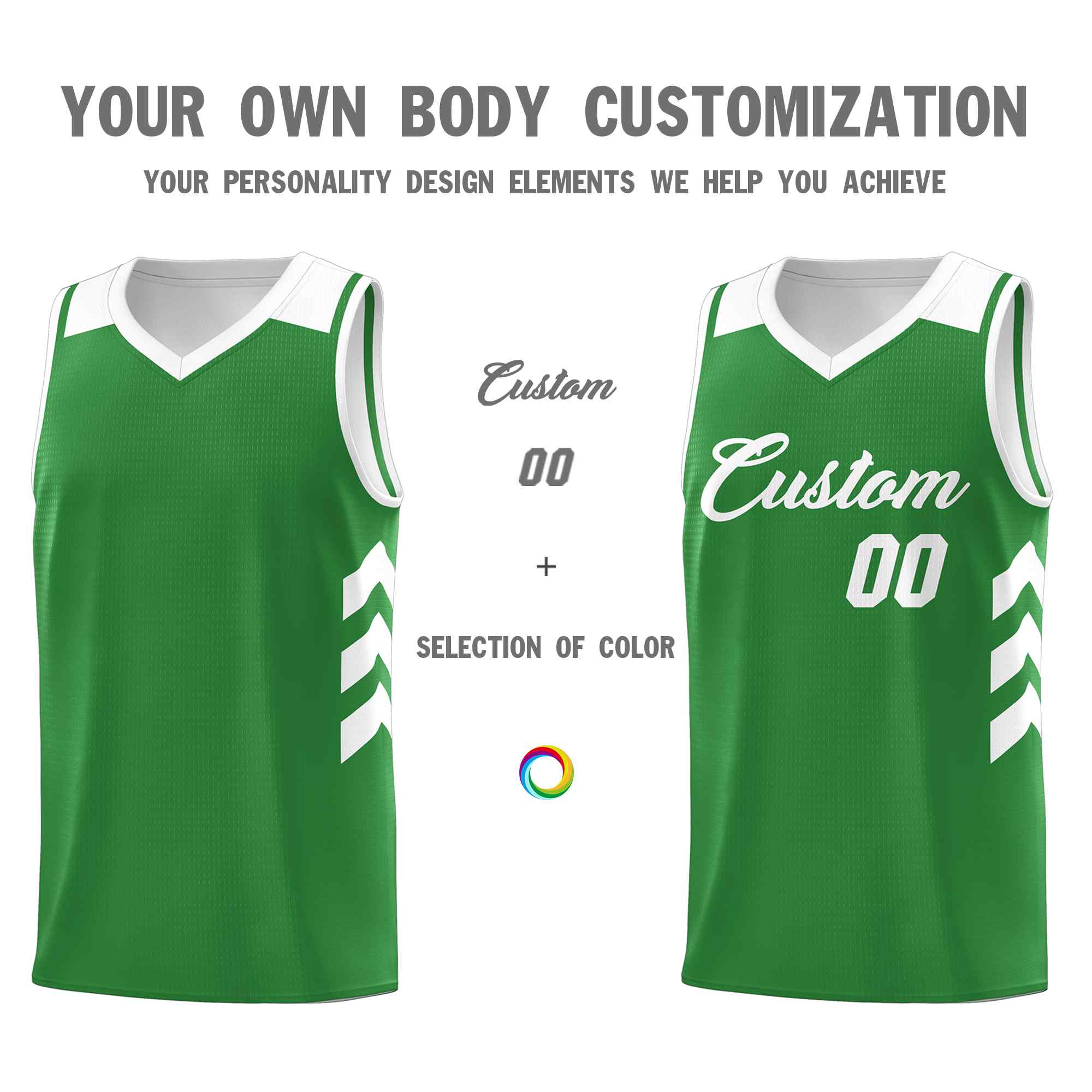 Maillot de basket-ball personnalisé vert et blanc classique