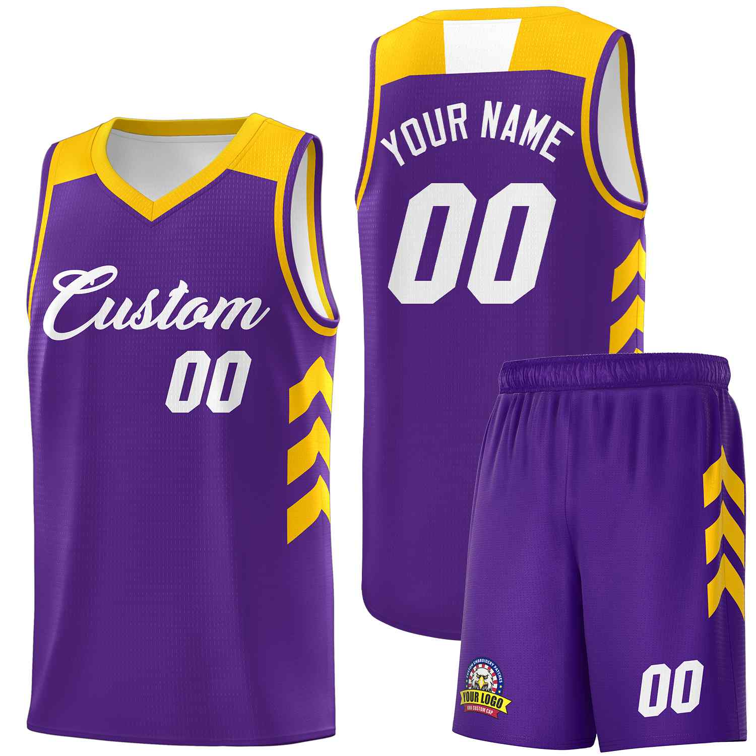 Maillot de basket-ball classique violet et blanc personnalisé