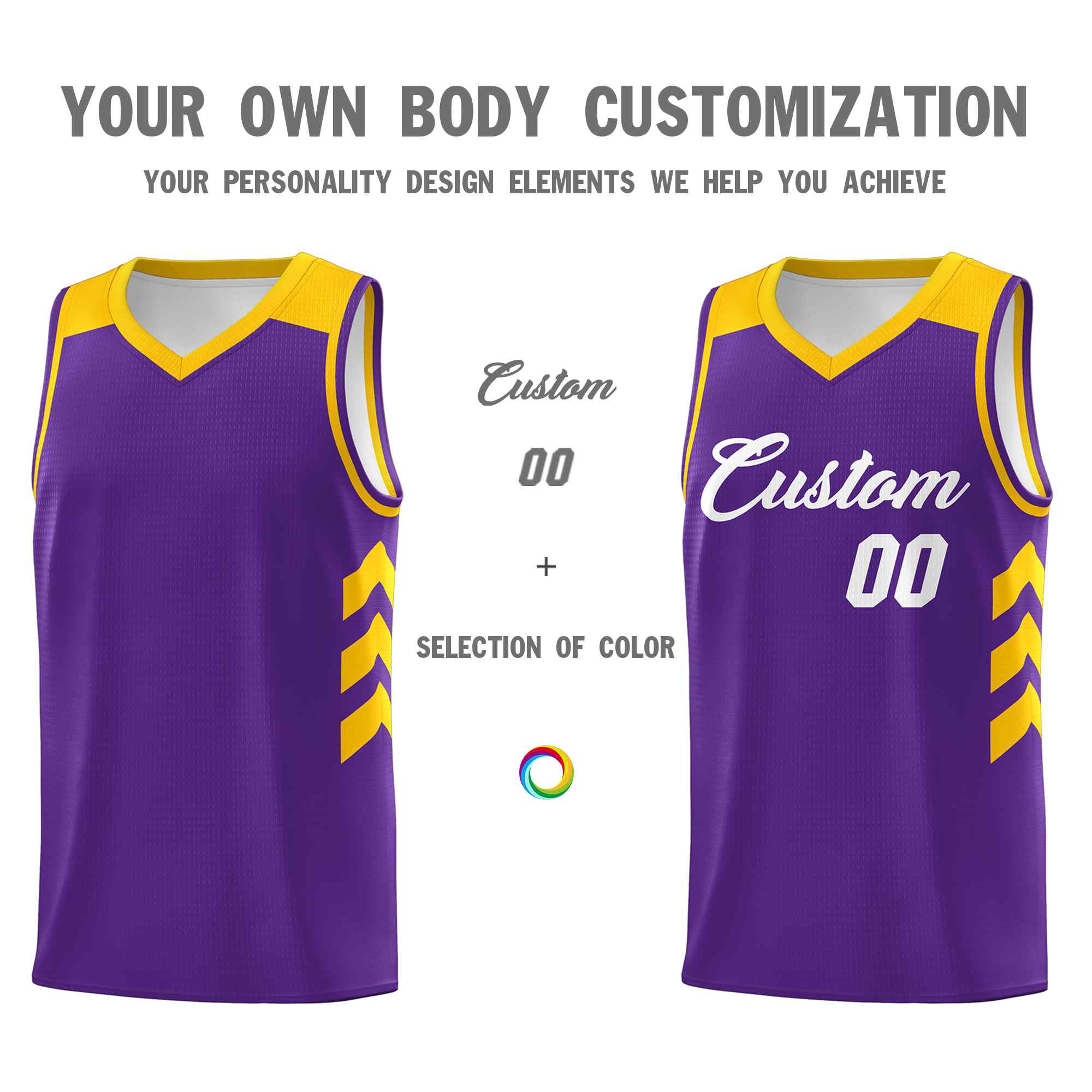 Maillot de basket-ball classique violet et blanc personnalisé