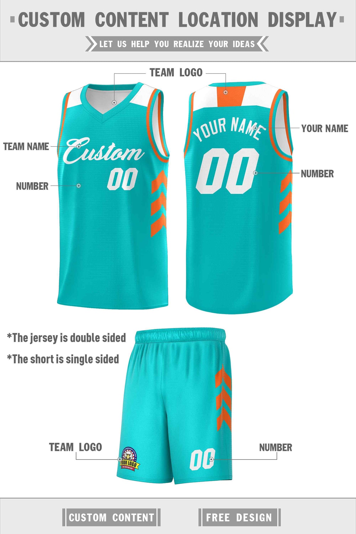 Custom Aqua White Classic Kits Sports Uniform Basketball Jersey