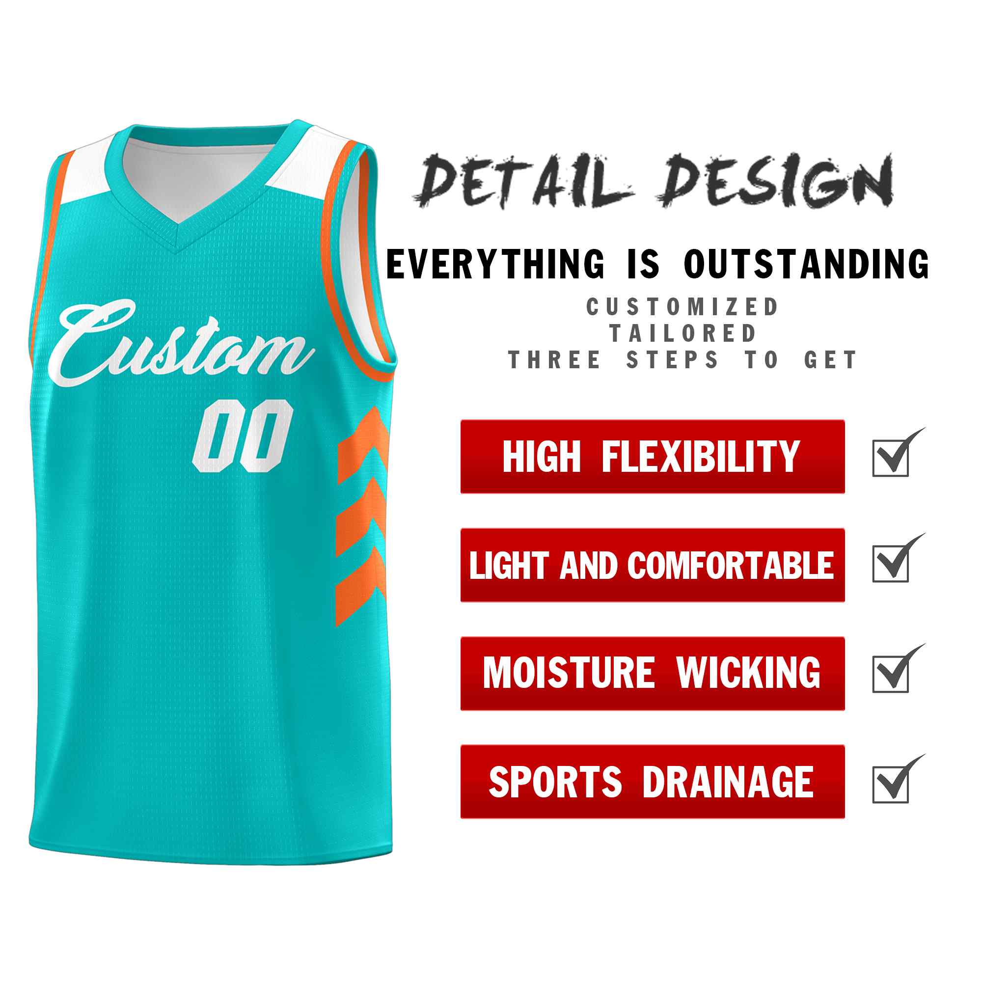 Maillot de basket-ball personnalisé Aqua White Classic Kits