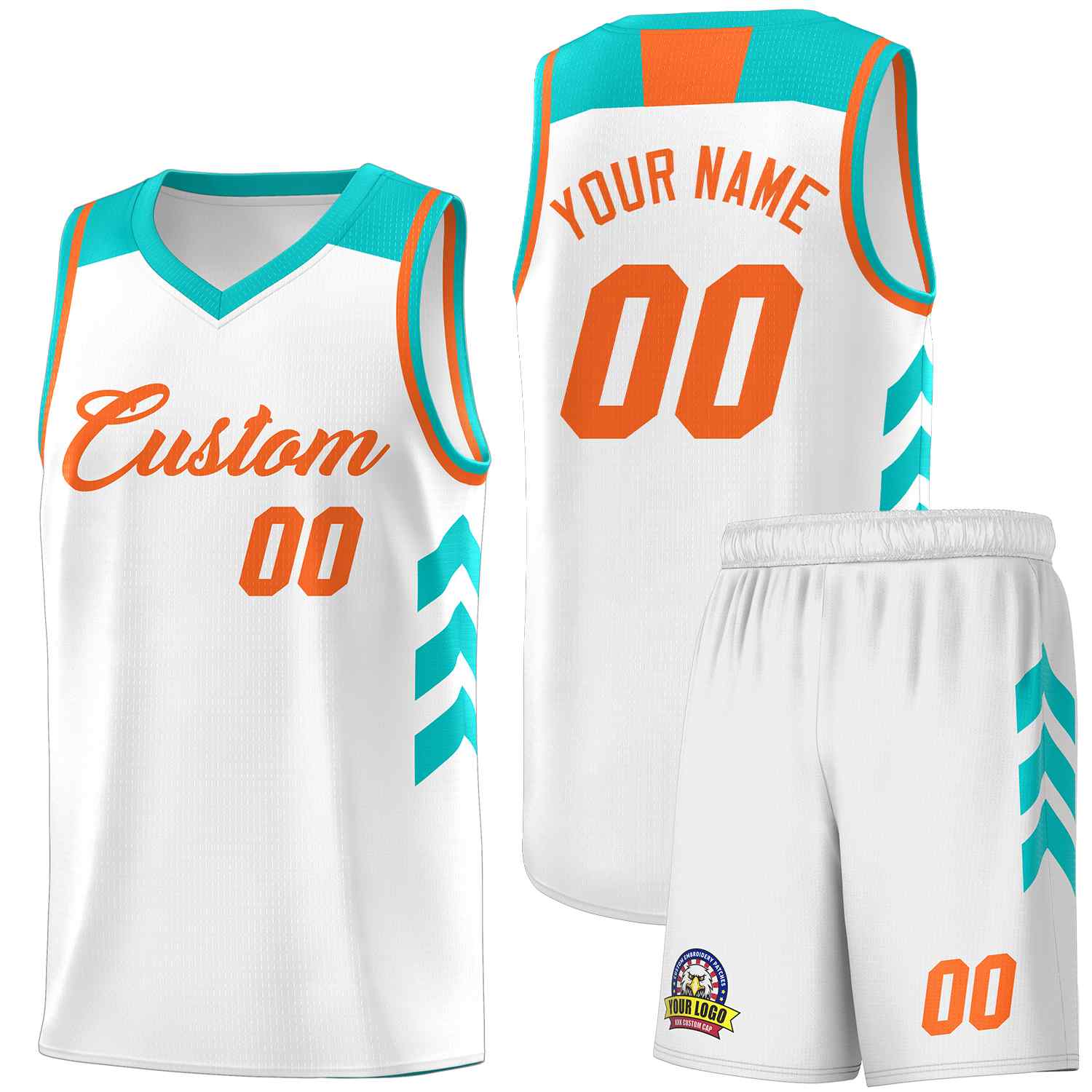 Maillot de basket-ball personnalisé blanc orange classique