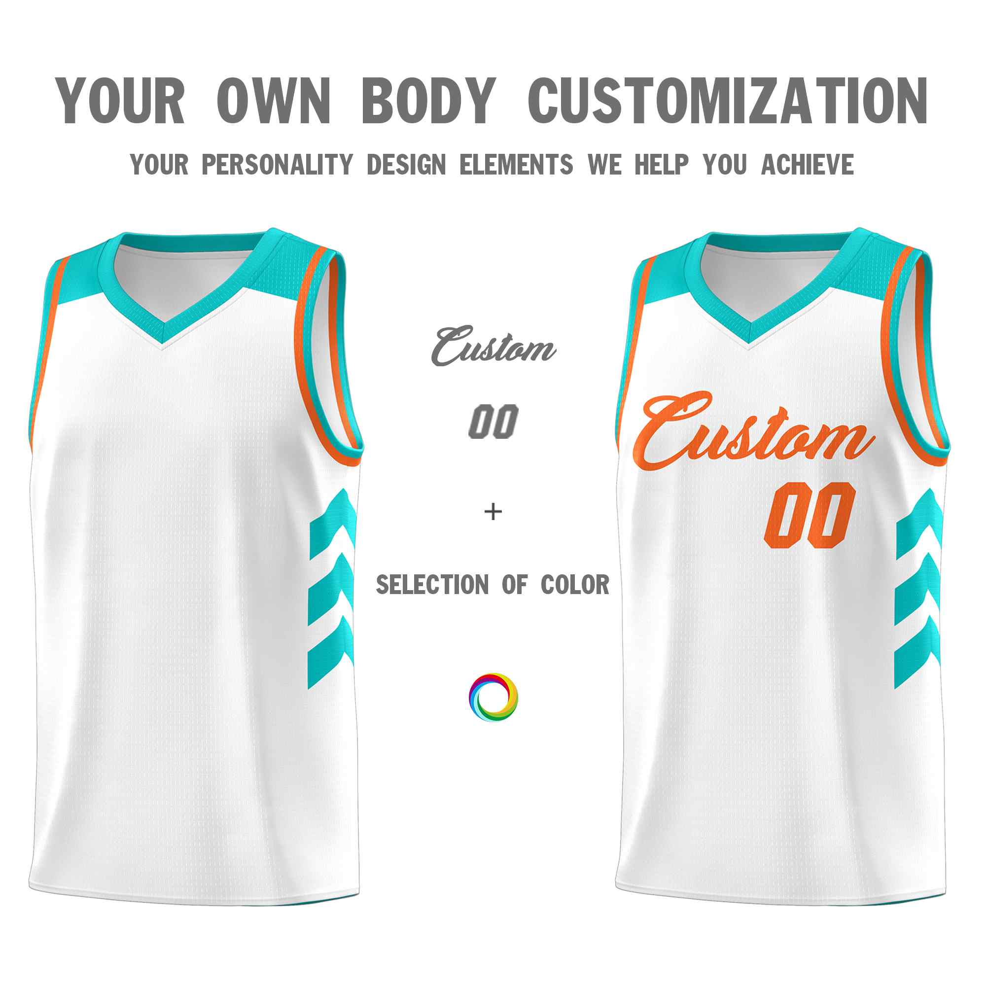 Maillot de basket-ball personnalisé blanc orange classique